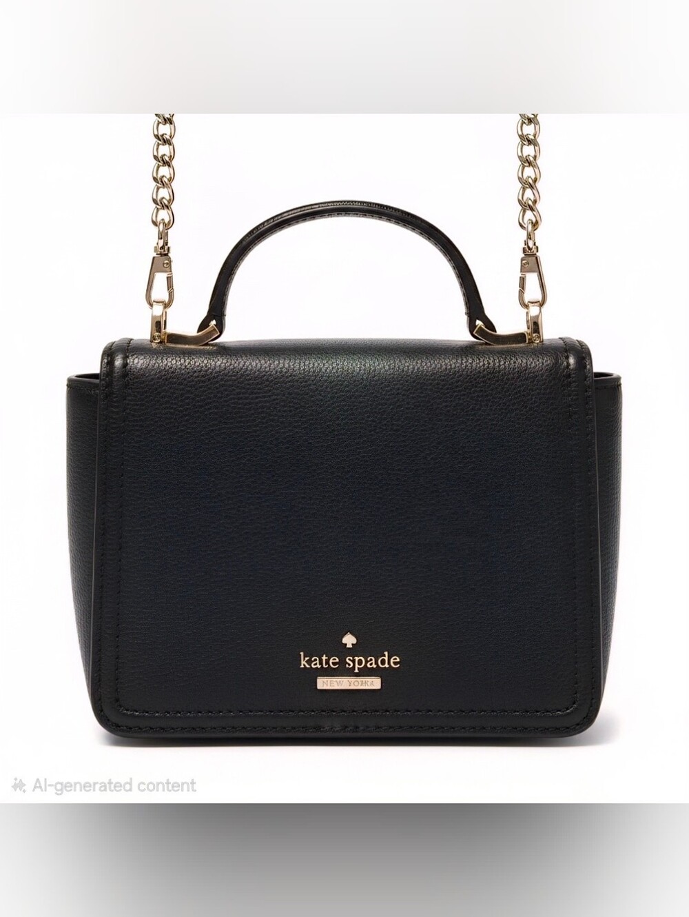MINI kate spade Black Leather Crossbody with Gold Chain Strap